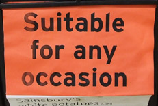 sign reading 'suitable for any occasion'