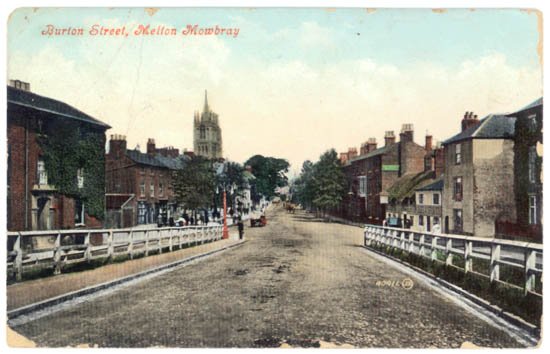 Old picture postcard of Melton Mowbray, UK